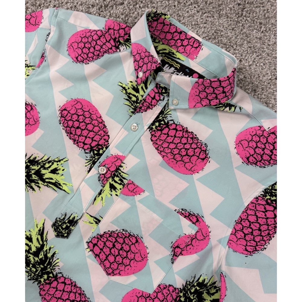 Chubbies Weekend‎ Wear Short Sleeve Performance Polo Shirt Pineapple Mens Med